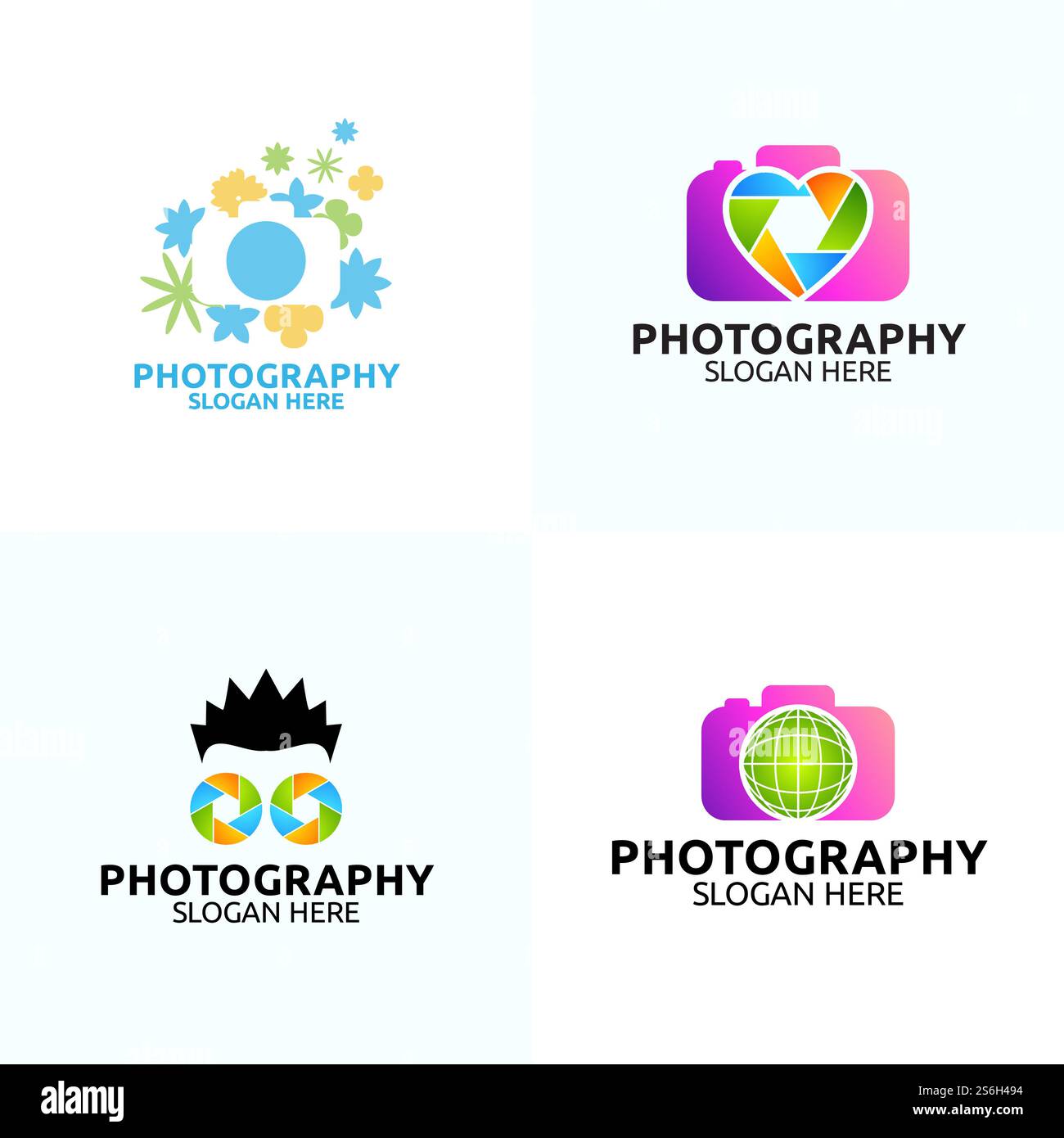 Icona del logo della fotografia fotografica modello di disegno vettoriale Illustrazione Vettoriale