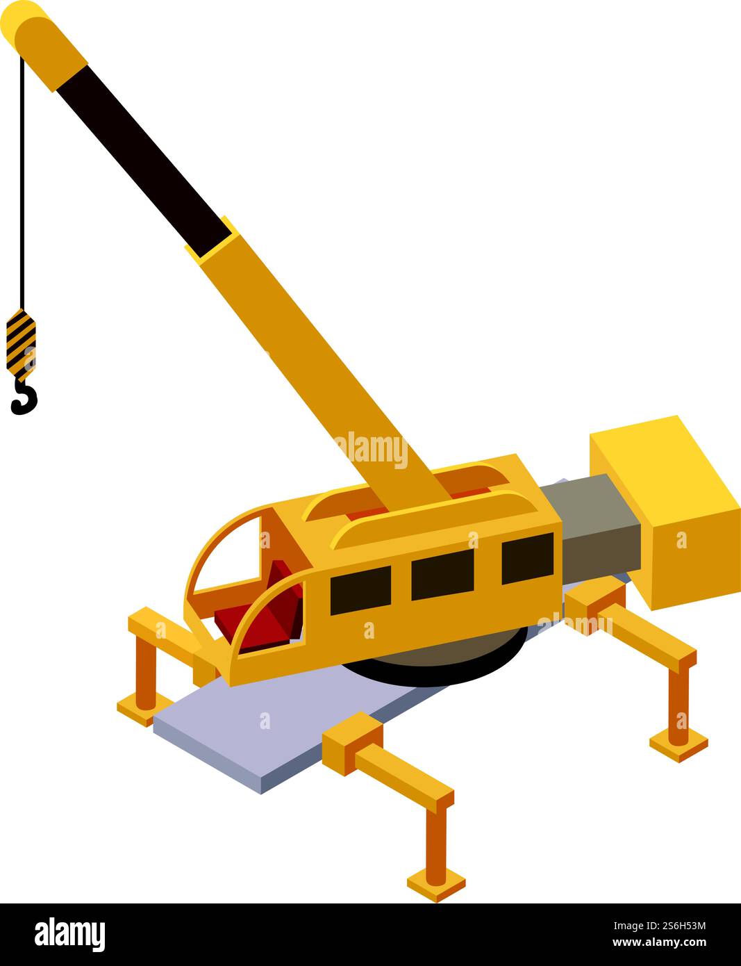 Icona gru ferroviaria. Icona isometrica del vettore della gru ferroviaria per il web design isolata su sfondo bianco. Icona della gru ferroviaria, stile isometrico Illustrazione Vettoriale