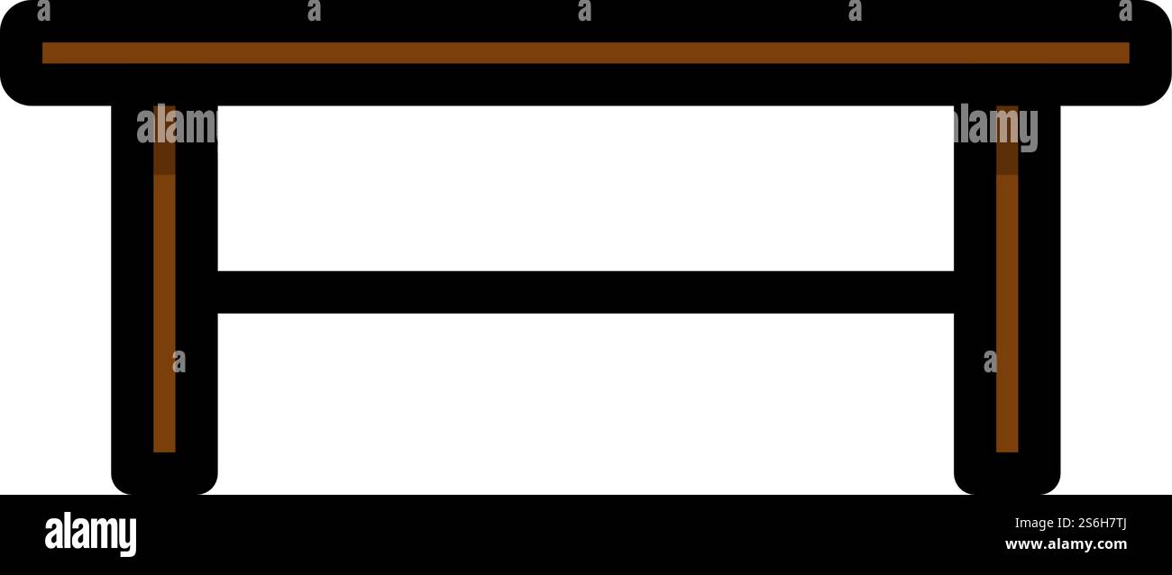 Icona Tavolino. Contorno grassetto modificabile con disegno riempimento colore. Illustrazione vettoriale. Illustrazione Vettoriale
