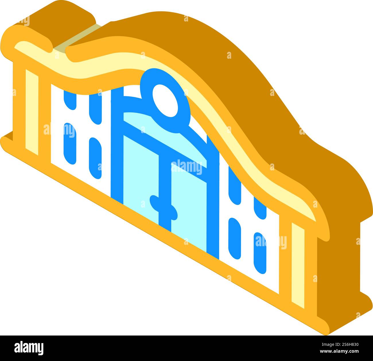 icona vettoriale isometrica della stazione ferroviaria. cartello della stazione ferroviaria. illustrazione del simbolo isolato. illustrazione vettoriale dell'icona isometrica della stazione ferroviaria Illustrazione Vettoriale