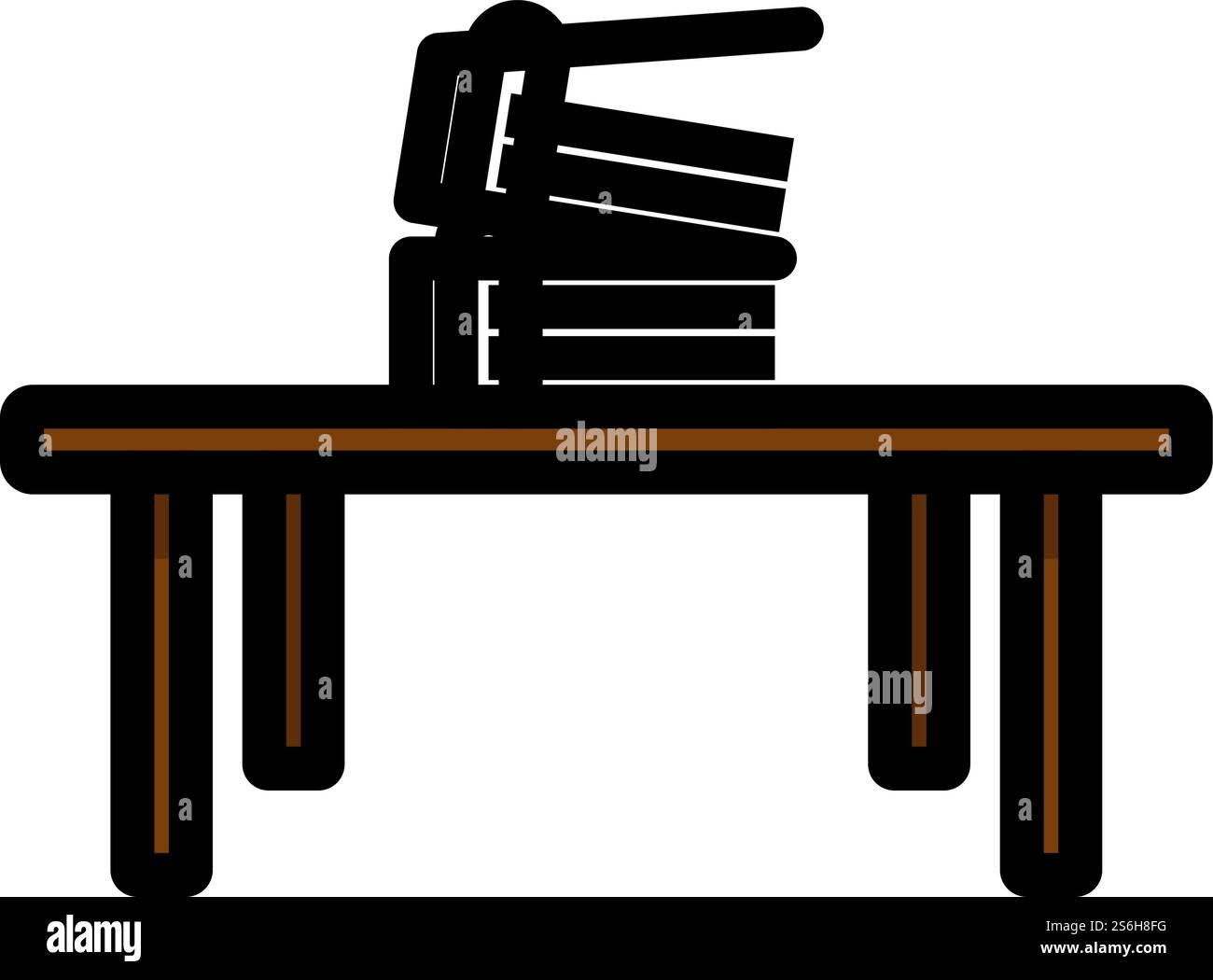 Icona Tabella basso di Office. Contorno grassetto modificabile con disegno riempimento colore. Illustrazione vettoriale. Illustrazione Vettoriale