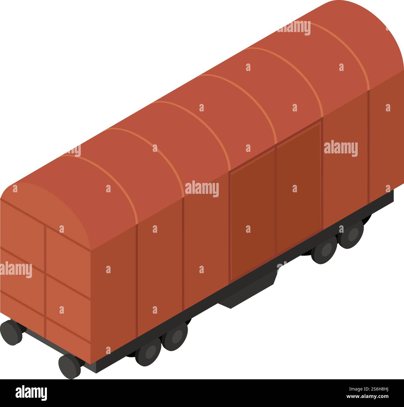 Icona del vagone. Icona isometrica del vettore Train Wagon per la progettazione Web isolata su sfondo bianco. Icona di un vagone ferroviario, stile isometrico Illustrazione Vettoriale