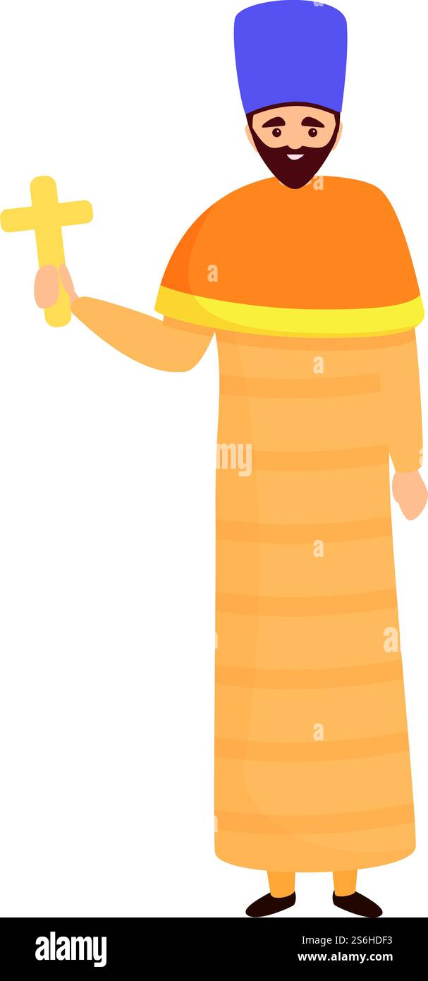 Icona del papa cristiano. Cartone animato dell'icona vettoriale del papa cristiano per il web design isolato su sfondo bianco. Icona di Christian pope, stile cartoon Illustrazione Vettoriale