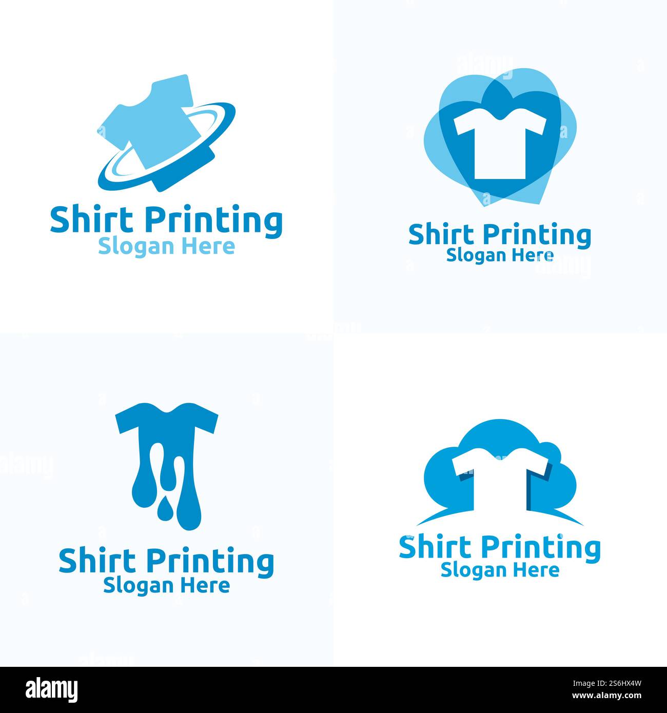 T-shirt Printing Company Vector Logo Design per lavanderia, T-shirt shop, Retail, Pubblicità o Abbigliamento concetto di comunità Illustrazione Vettoriale