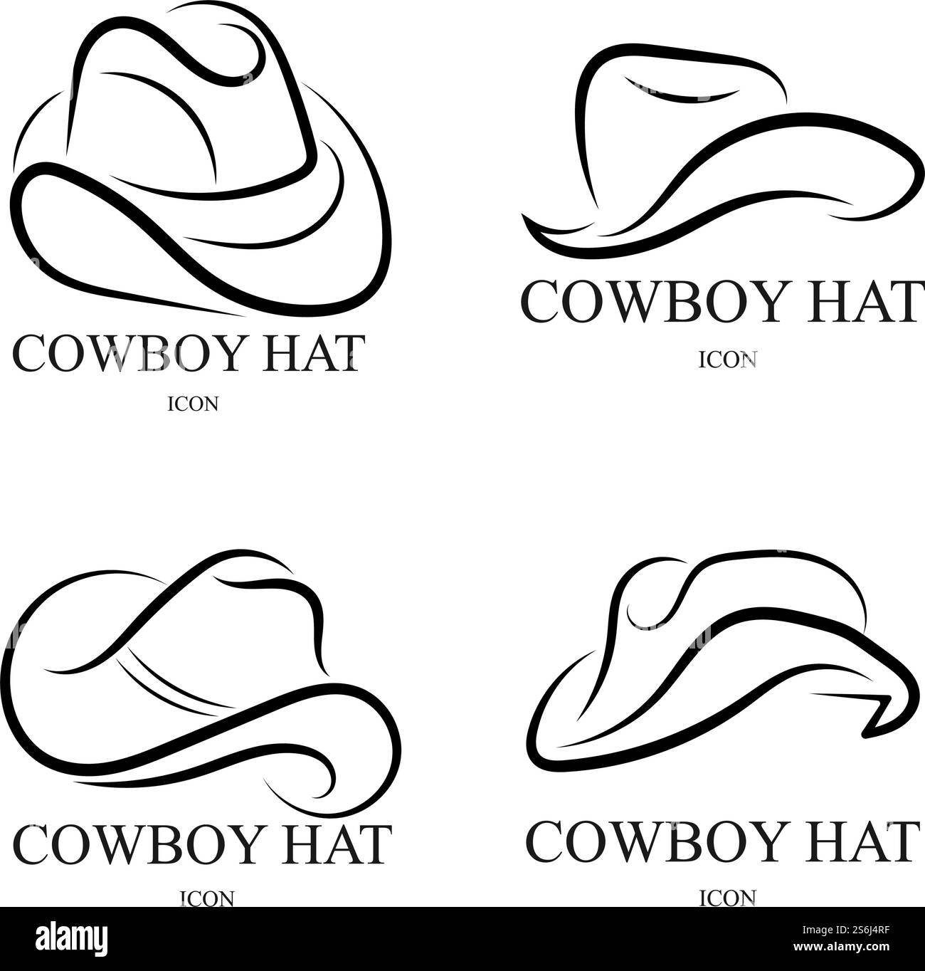 modello di disegno vettoriale con l'icona del logo cowboy hat Illustrazione Vettoriale