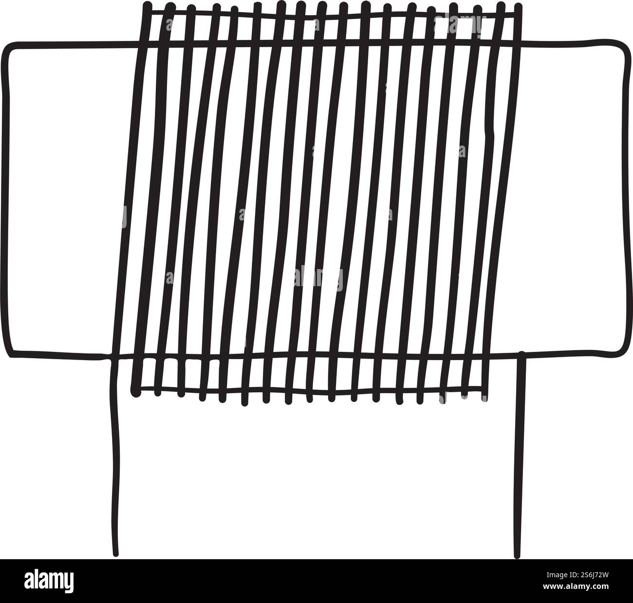 Icona bobina induttore. Disegno di schizzo disegnato a mano. Illustrazione vettoriale. Illustrazione Vettoriale