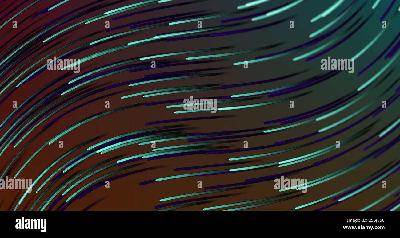 Immagine di percorsi luminosi verdi su sfondo nero Foto Stock