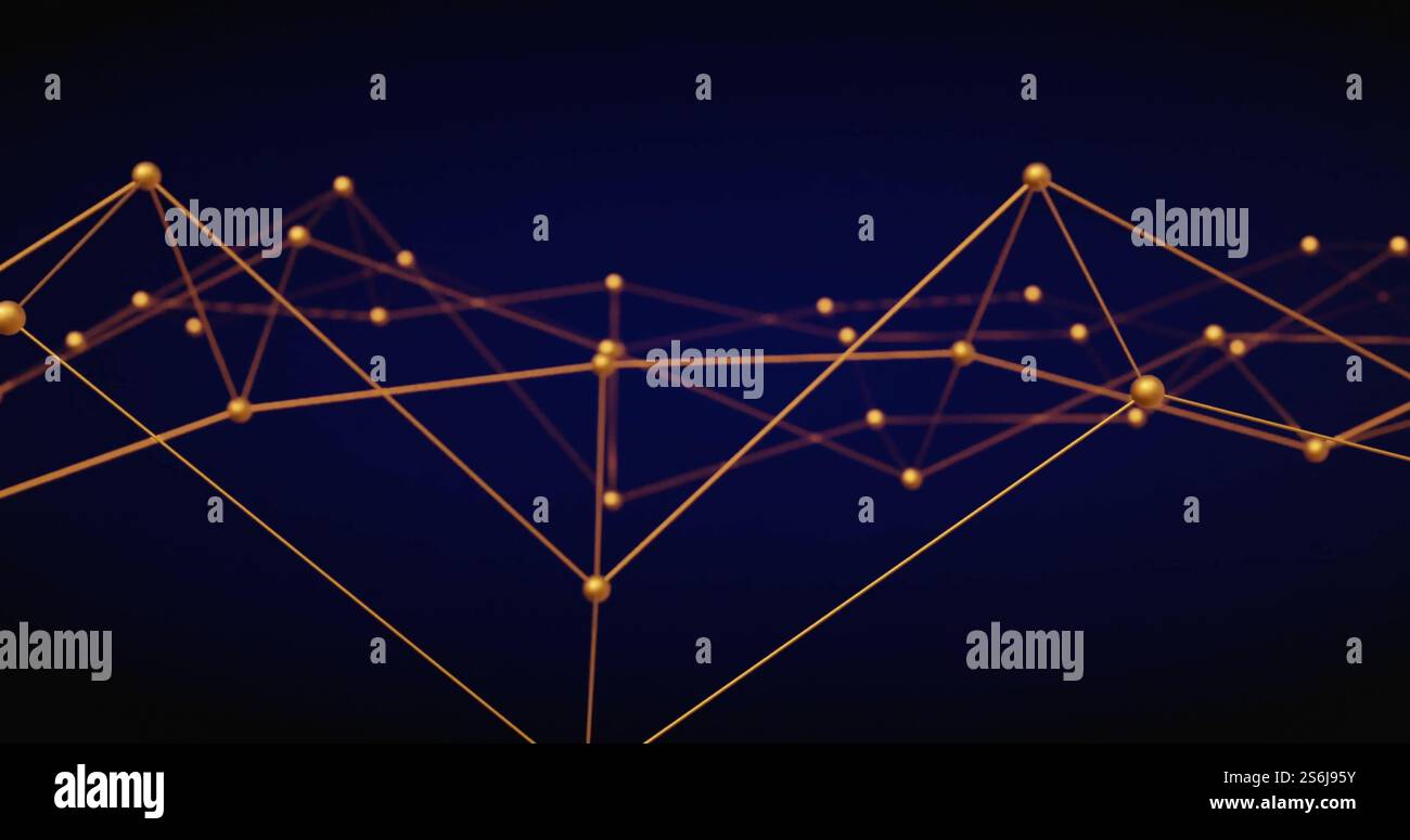 Immagine della rete di connessioni luminose su sfondo nero Foto Stock