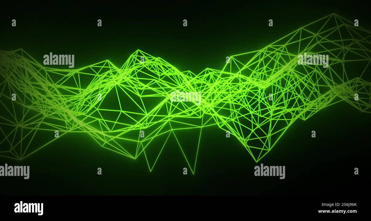 Immagine della rete di connessioni luminose su sfondo nero Foto Stock