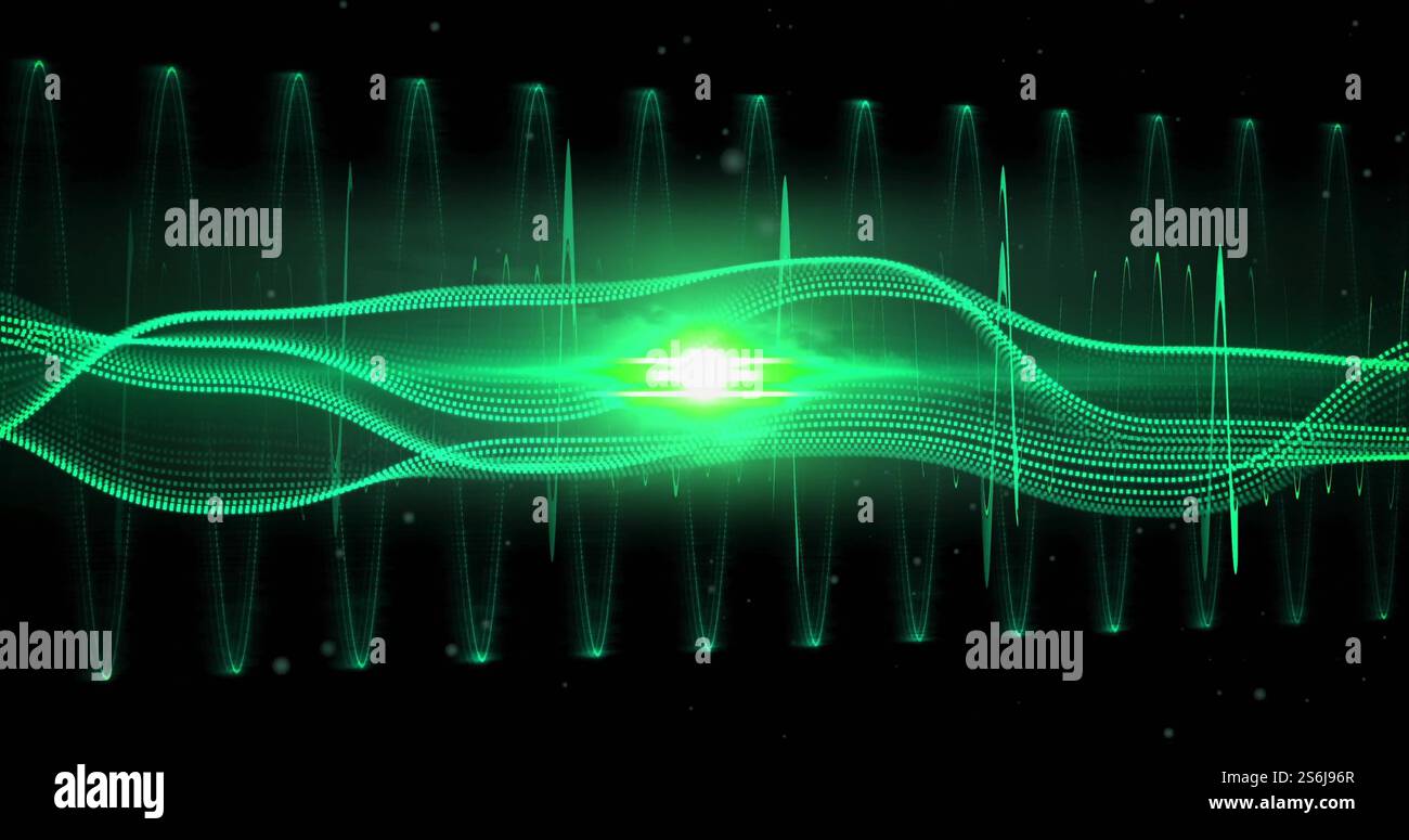 Immagine di tracce di luce e cerchi su sfondo nero Foto Stock