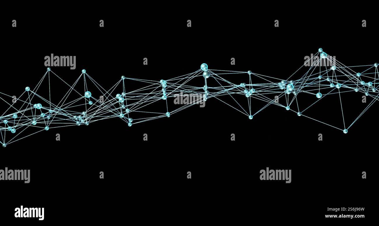 Immagine della rete di connessioni su sfondo nero Foto Stock