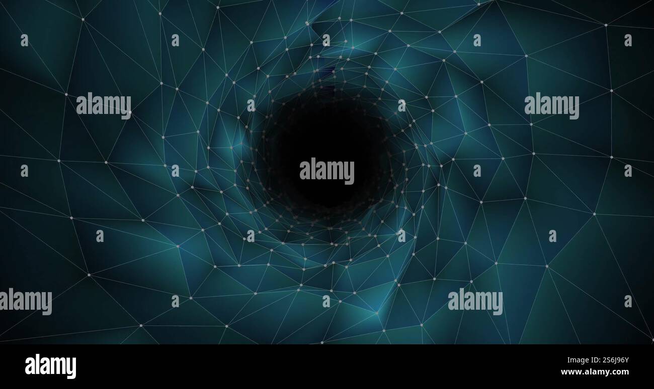 Immagine della rete di connessioni su sfondo nero Foto Stock