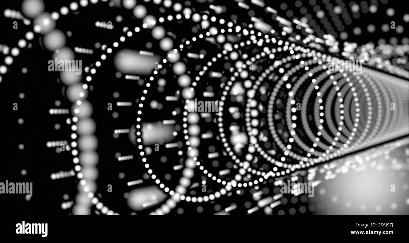 Immagine della rete di connessioni luminose su sfondo nero Foto Stock