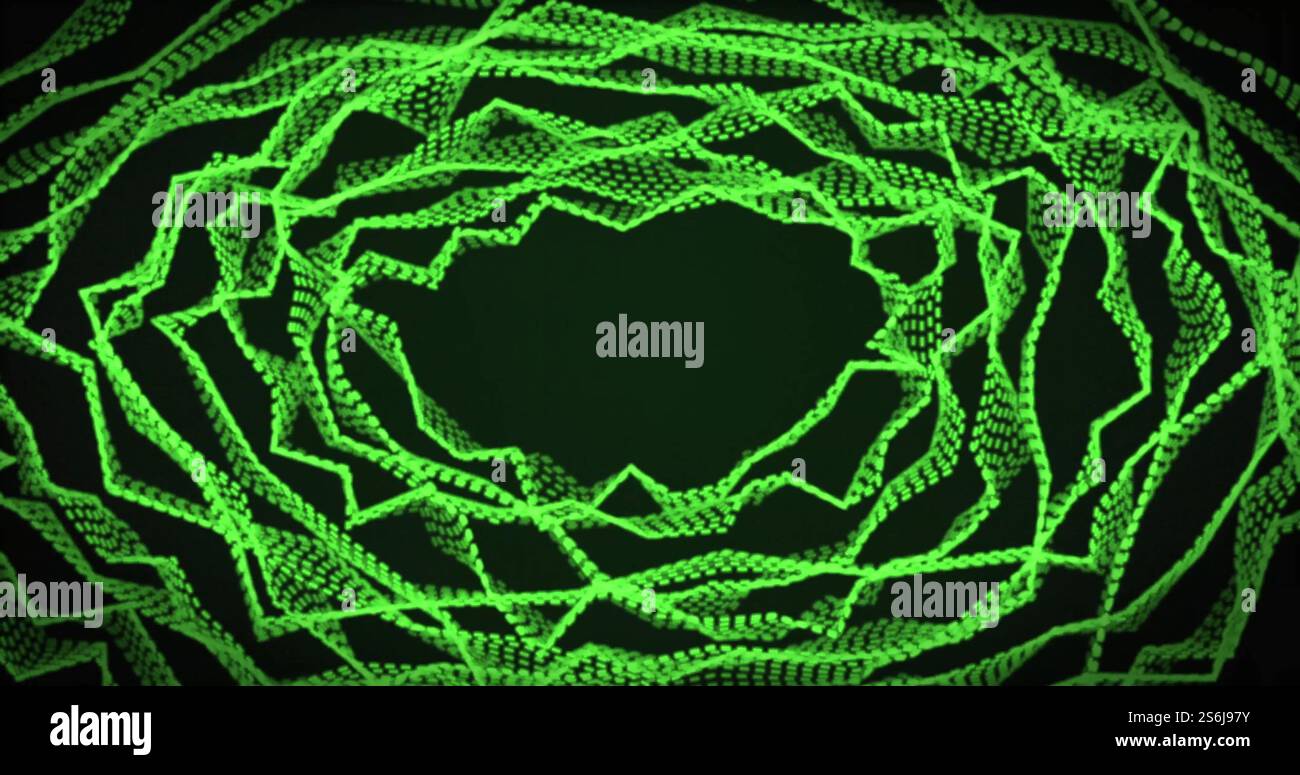 Immagine della rete di connessioni luminose su sfondo nero Foto Stock