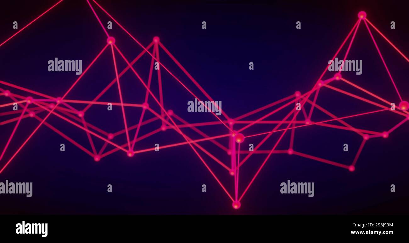 Immagine della rete di connessioni luminose su sfondo nero Foto Stock