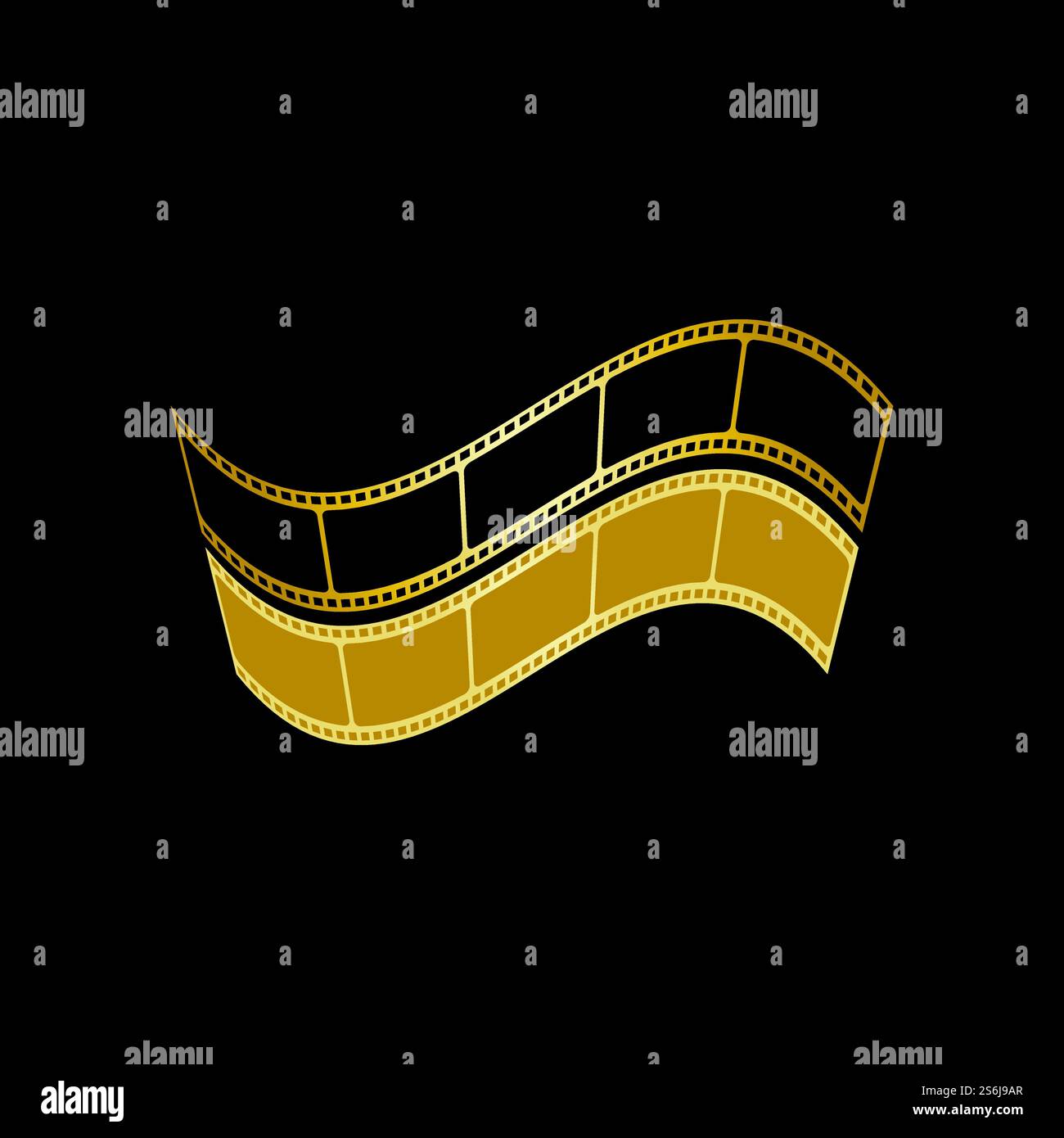 STRISCIA DI PELLICOLA DORATA ISOLATA SU SFONDO NERO ILLUSTRAZIONE VETTORIALE Illustrazione Vettoriale