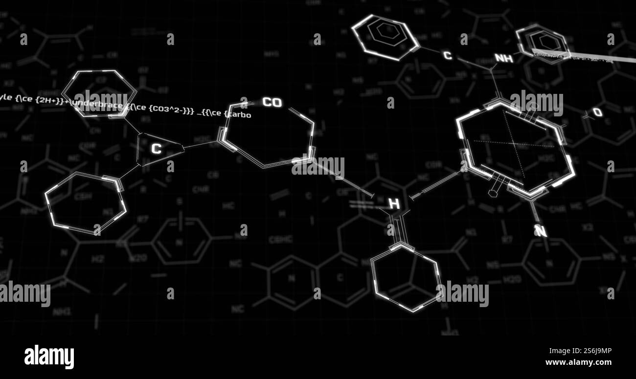 Immagine dell'elaborazione di dati scientifici su sfondo nero Foto Stock