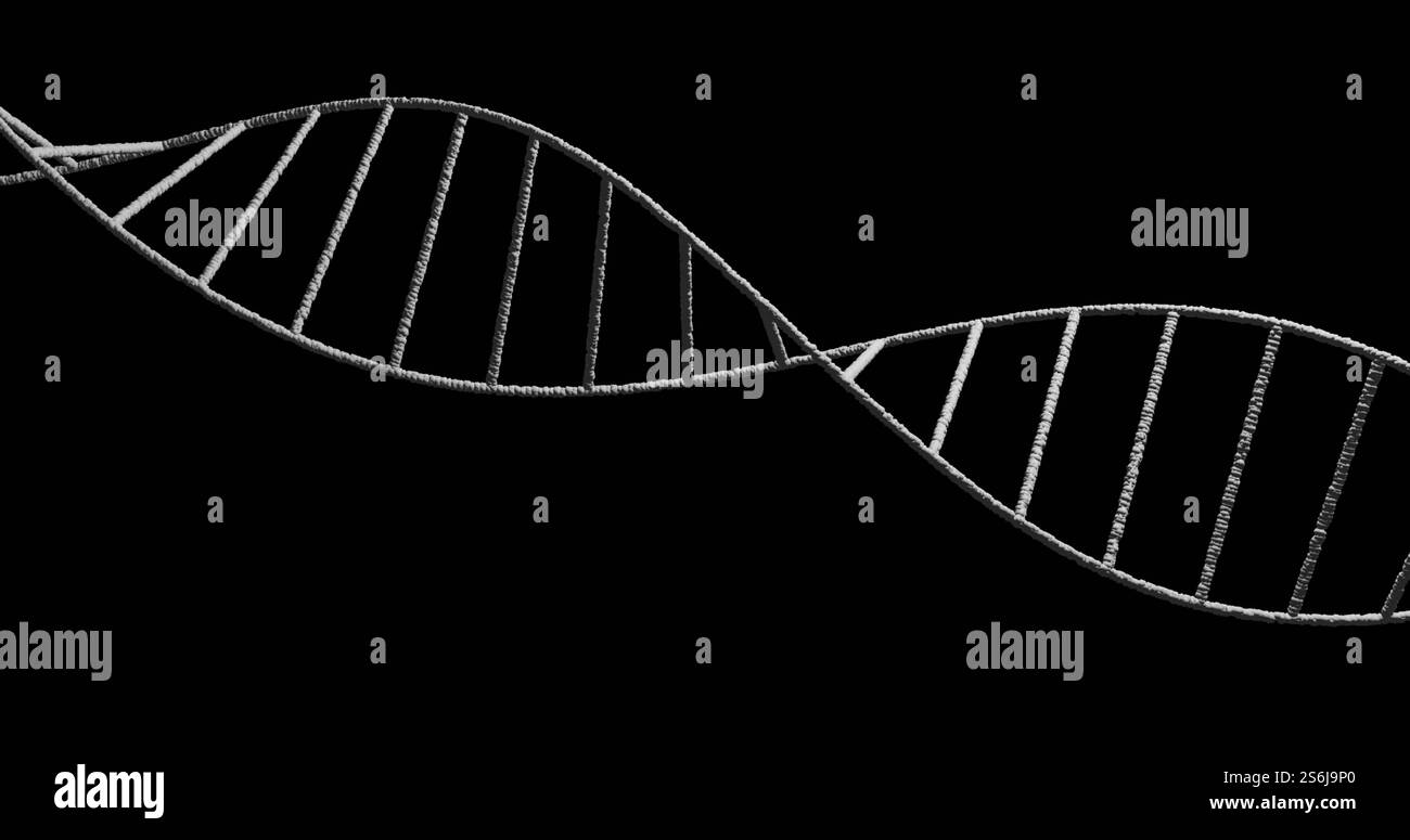 Immagine del filamento di dna su sfondo nero Foto Stock