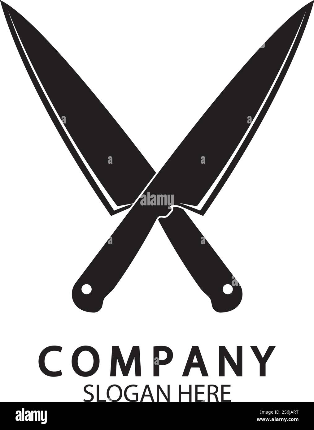 L'icona coltelli incrociati. Coltello e chef, simbolo della cucina. Illustrazione piatta Illustrazione Vettoriale