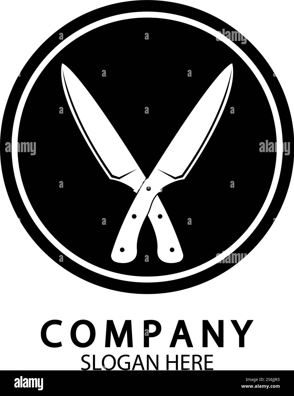 L'icona coltelli incrociati. Coltello e chef, simbolo della cucina. Illustrazione piatta Illustrazione Vettoriale