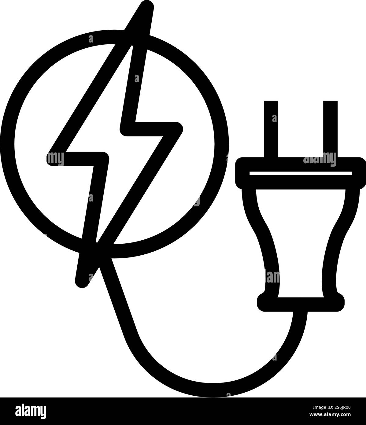 Icona della spina elettrica. Design audace con larghezza della traccia modificabile. Illustrazione vettoriale. Illustrazione Vettoriale