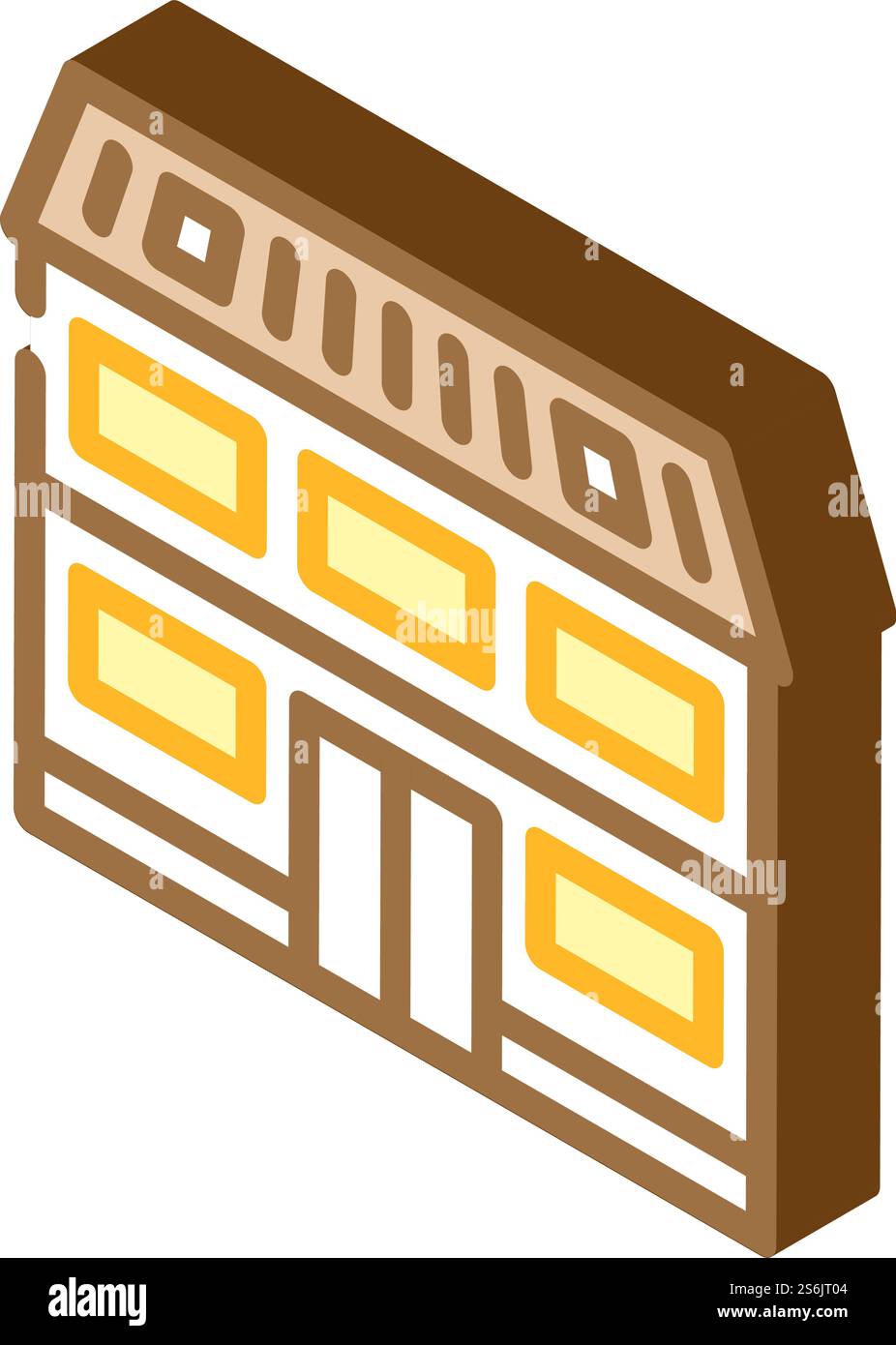 vettore icona isometrica cottage house. cartello della casa di villeggiatura. illustrazione del simbolo isolato. illustrazione vettoriale icona isometrica cottage house Illustrazione Vettoriale