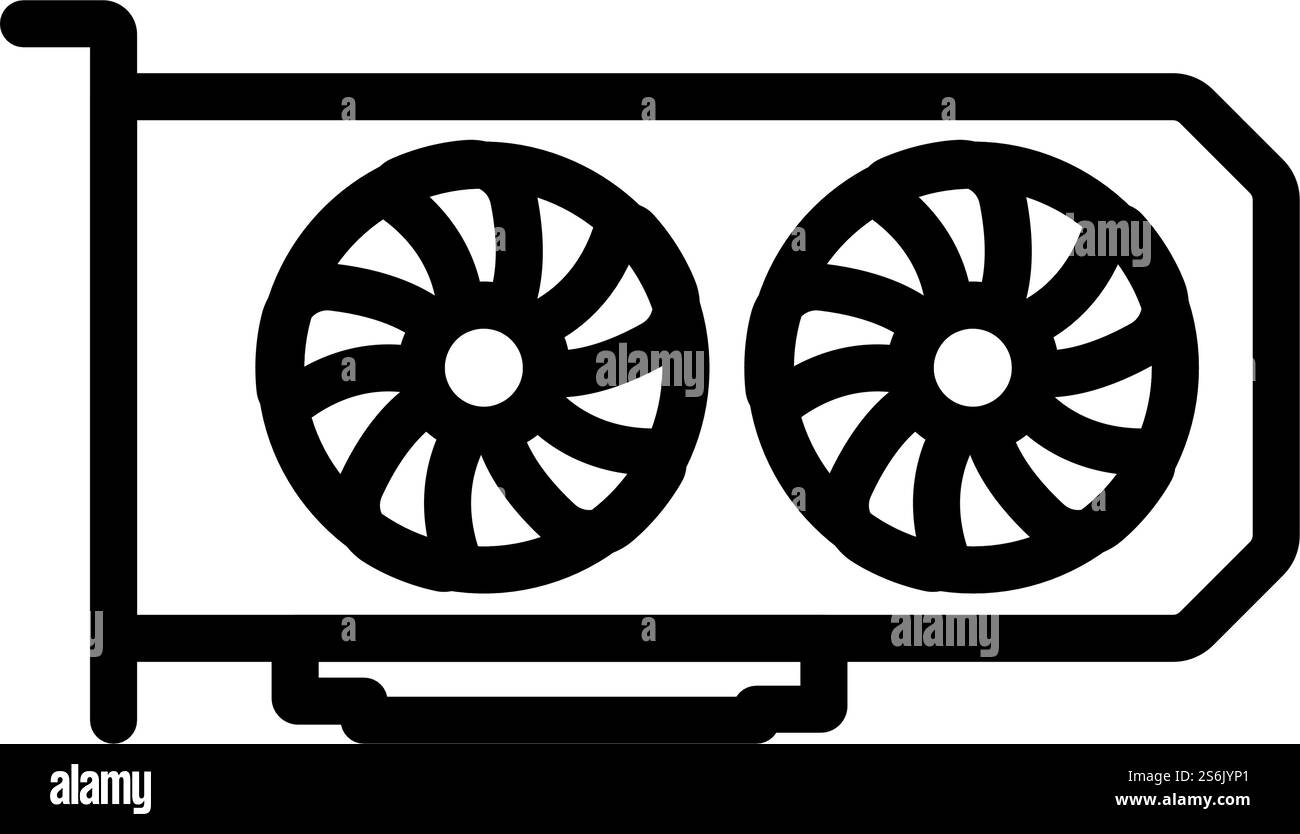Icona GPU. Design del contorno in grassetto modificabile. Illustrazione vettoriale. Illustrazione Vettoriale