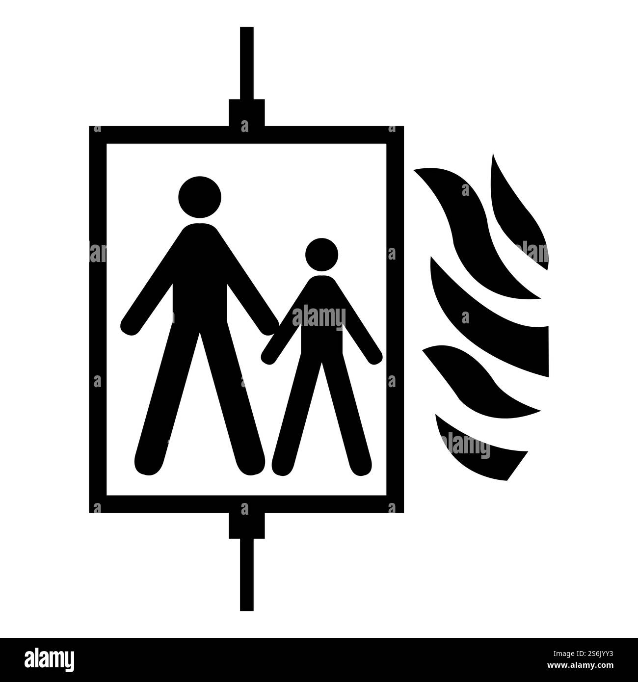 Fuoco non utilizzare l'ascensore. Illustrazione Vettoriale
