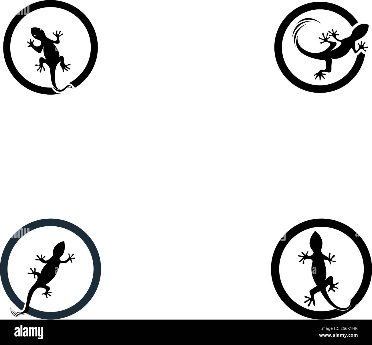 Lizard Chameleon Gecko Silhouette vettore nero 10 Illustrazione Vettoriale