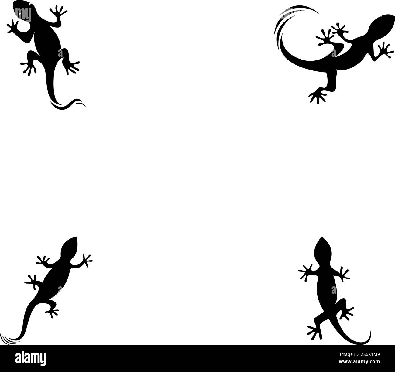 Lizard Chameleon Gecko Silhouette vettore nero 10 Illustrazione Vettoriale