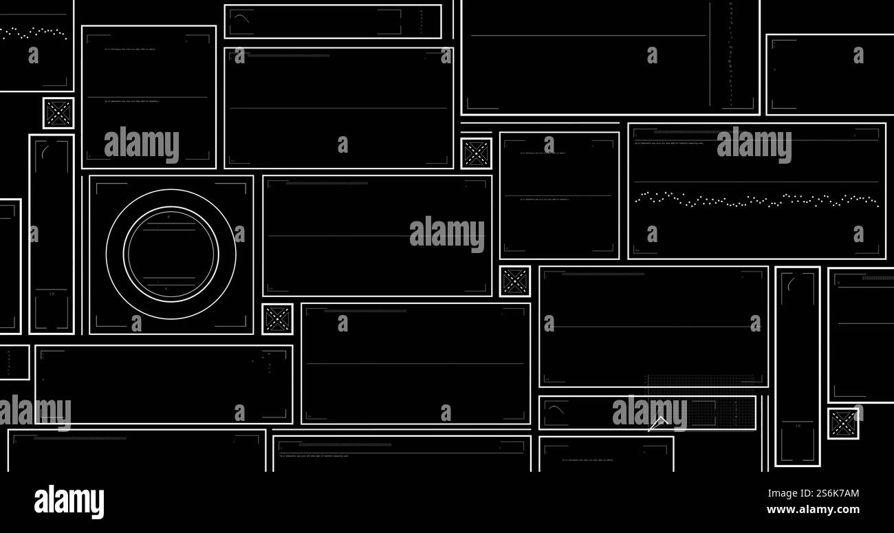 Immagine dell'elaborazione dei dati digitali su schermi Foto Stock