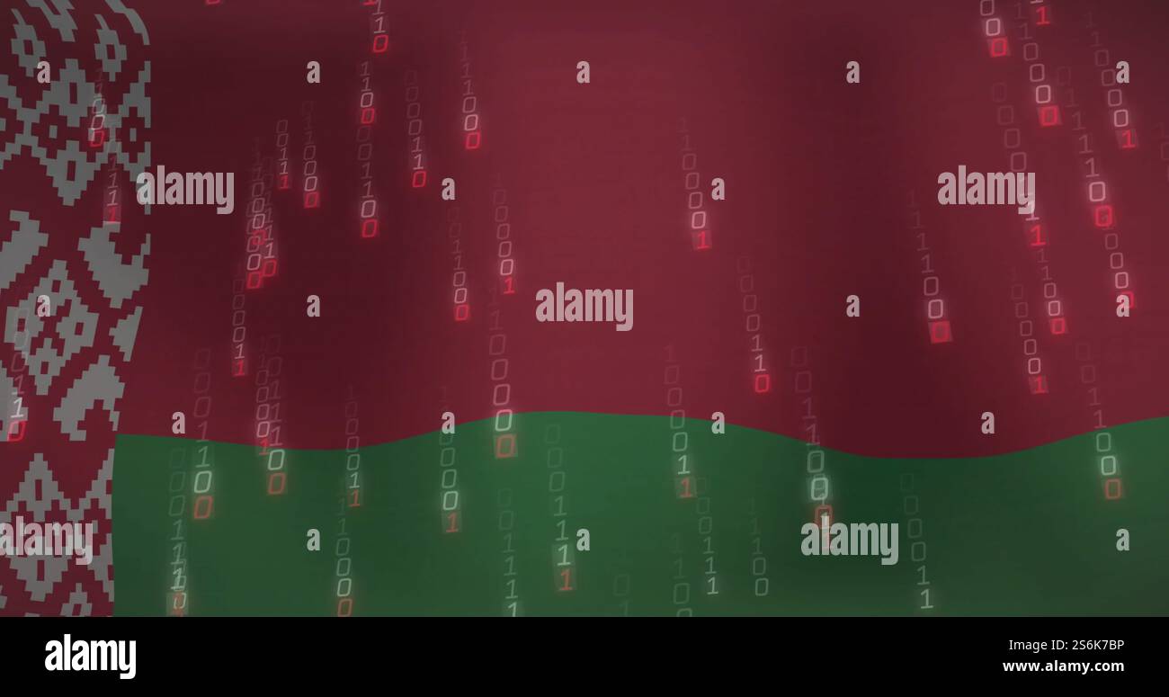 Immagine del trattamento dei dati sulla bandiera della bielorussia Foto Stock