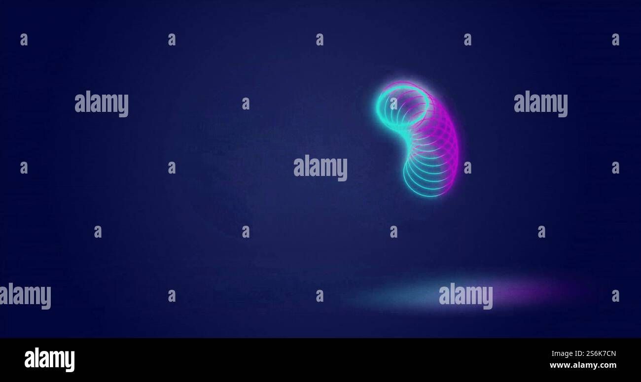 Immagine di cerchi al neon su sfondo nero Foto Stock