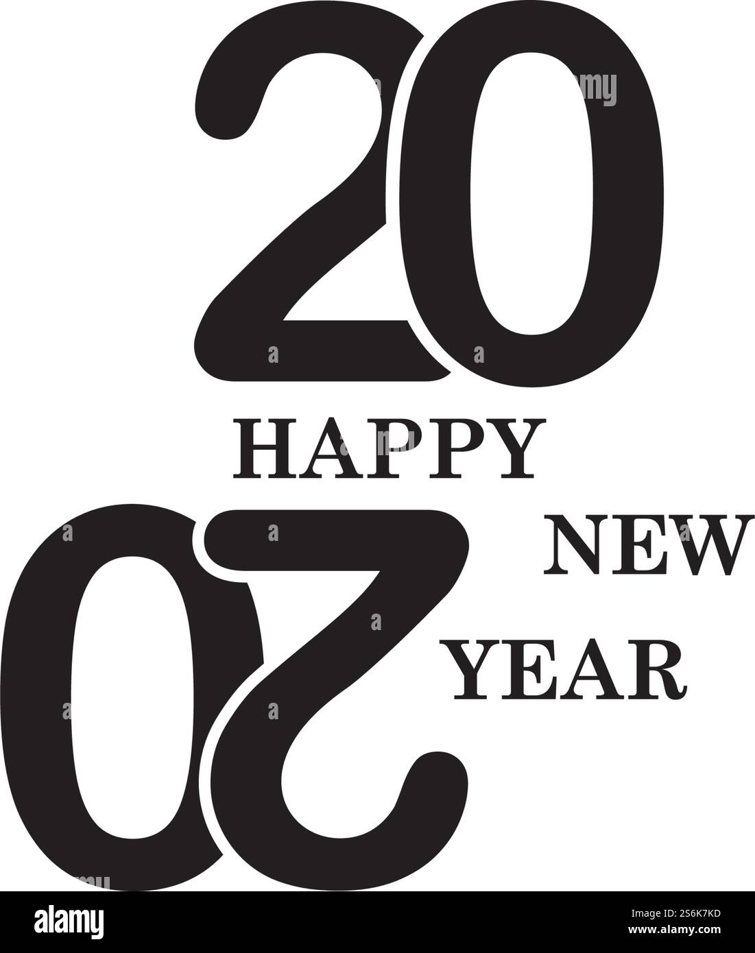 Felice anno nuovo 2020 modello di disegno del testo, illustrazione del vettore Illustrazione Vettoriale