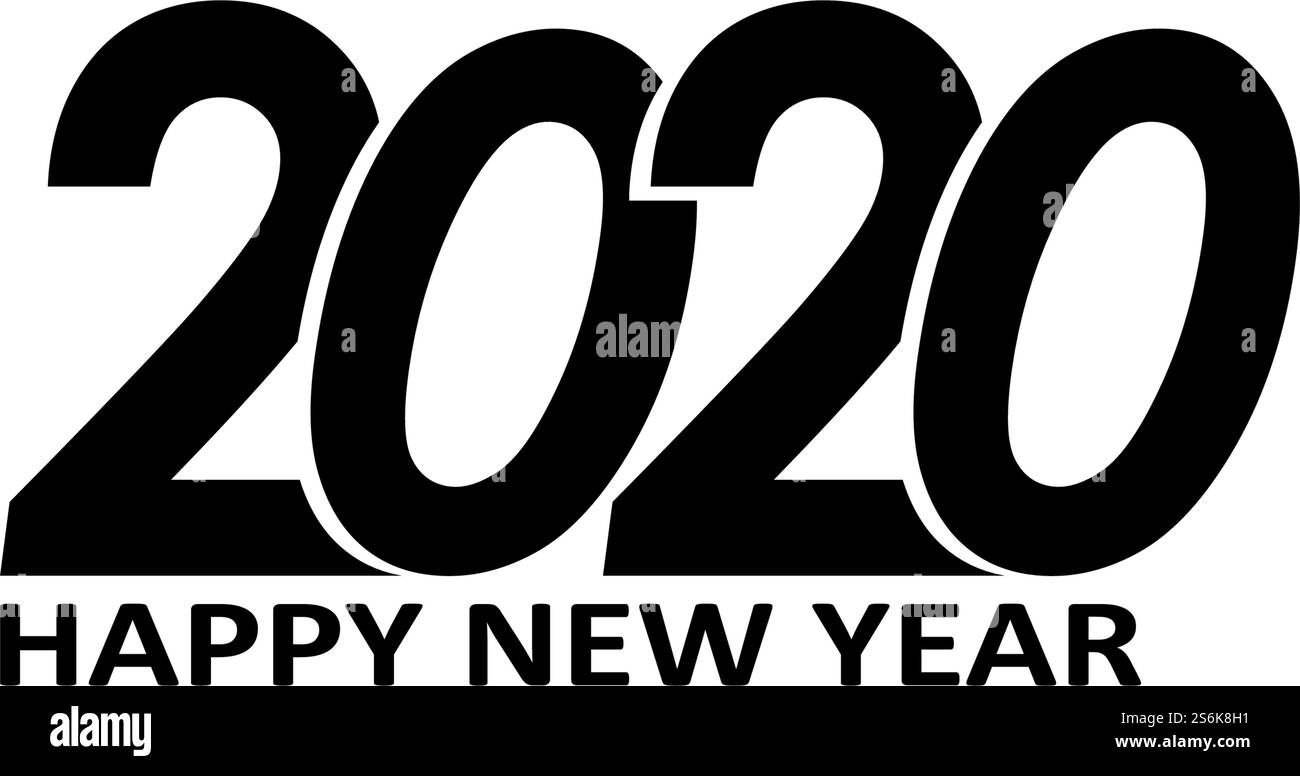 Felice anno nuovo 2020 modello di disegno del testo, illustrazione del vettore Illustrazione Vettoriale