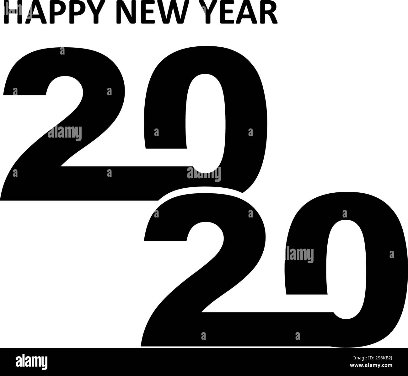 Felice anno nuovo 2020 modello di disegno del testo, illustrazione del vettore Illustrazione Vettoriale