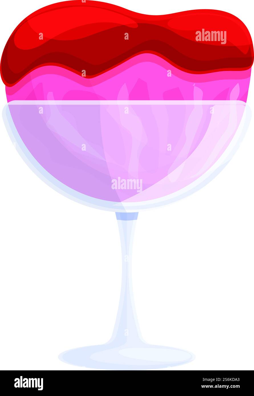 Icona gelato con marmellata di fragole. Cartone animato di gelato con icona vettoriale di marmellata di fragole per il web design isolato su sfondo bianco. Gelato con icona marmellata di fragole, stile cartoni animati Illustrazione Vettoriale