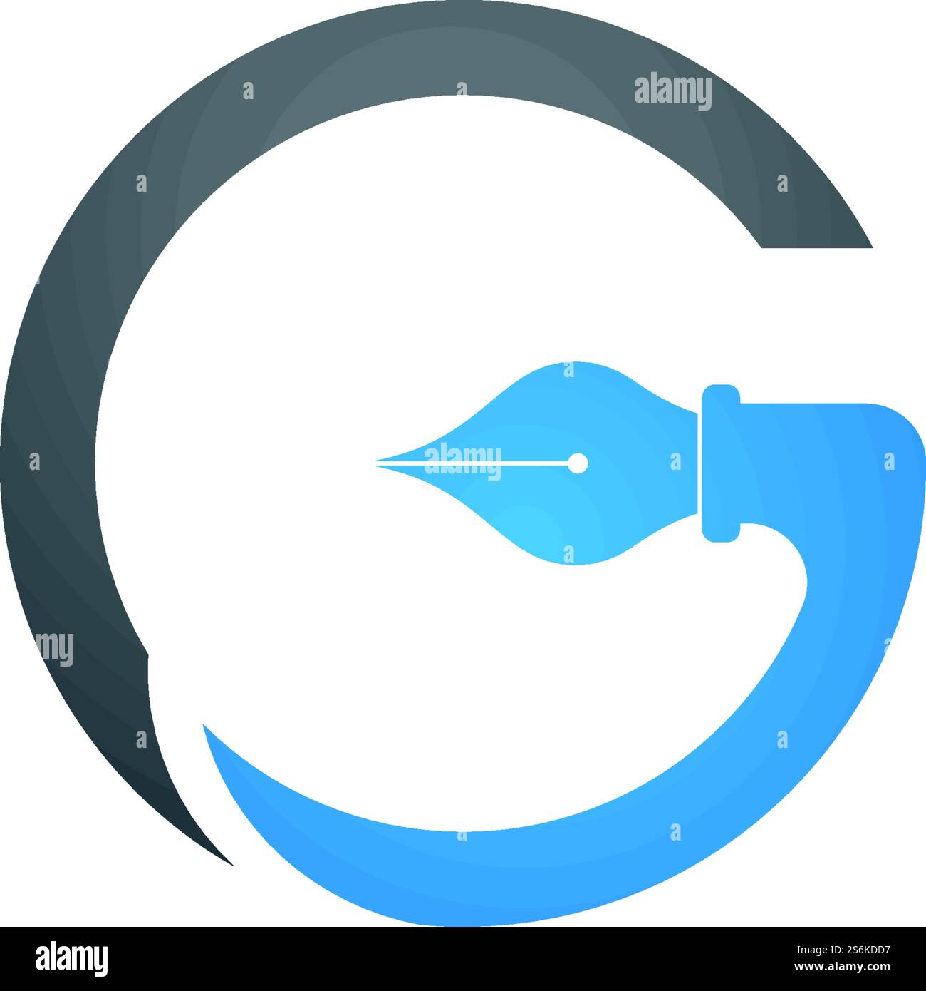 Design dell'icona del pennino con logo Letter G. Illustrazione Vettoriale