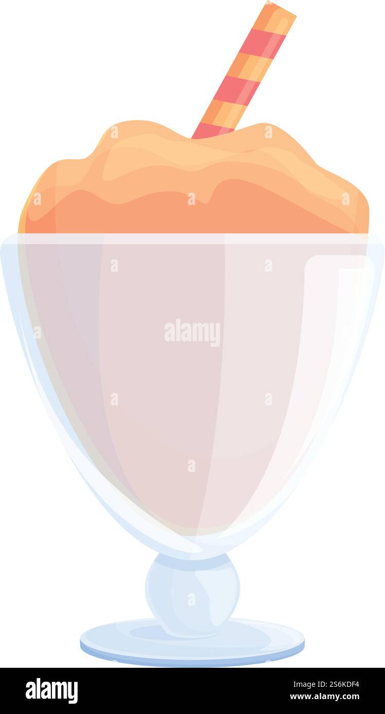 Icona gelato alla pesca. Cartone animato dell'icona vettoriale del gelato di pesca per il web design isolato su sfondo bianco. Icona del gelato alla pesca, stile cartoni animati Illustrazione Vettoriale