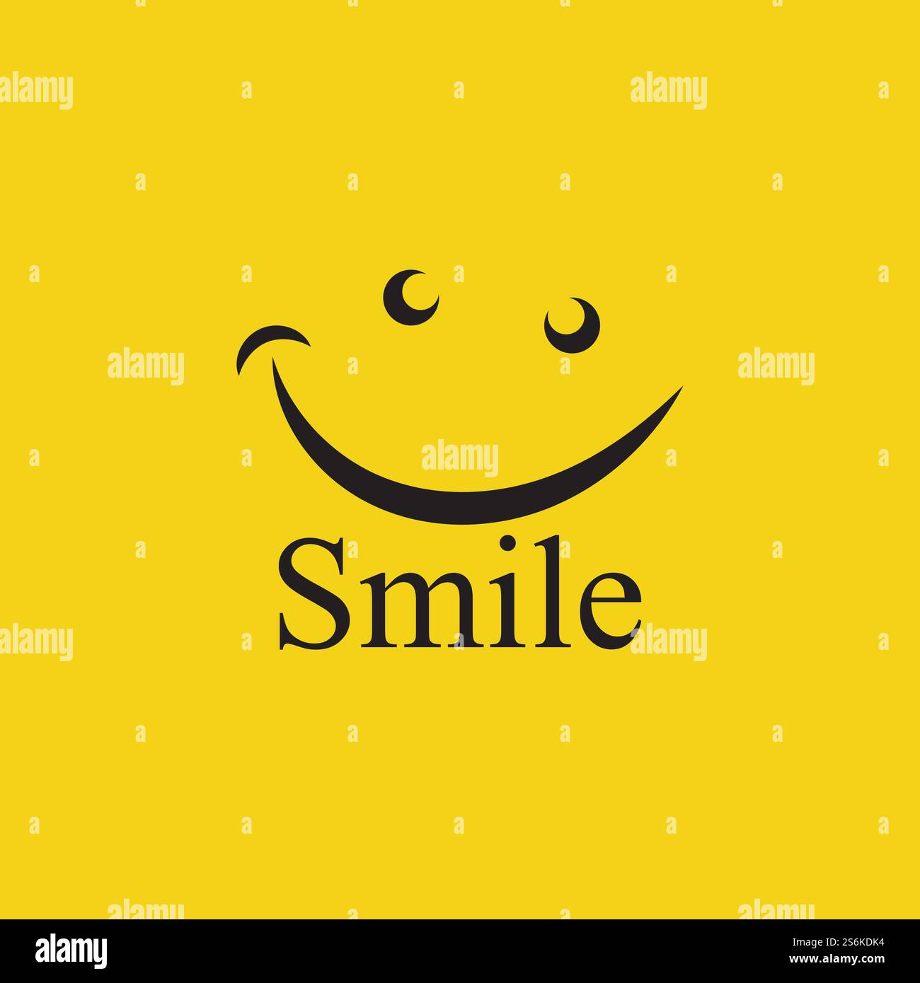 Logo Smile in vettore di sfondo giallo Illustrazione Vettoriale