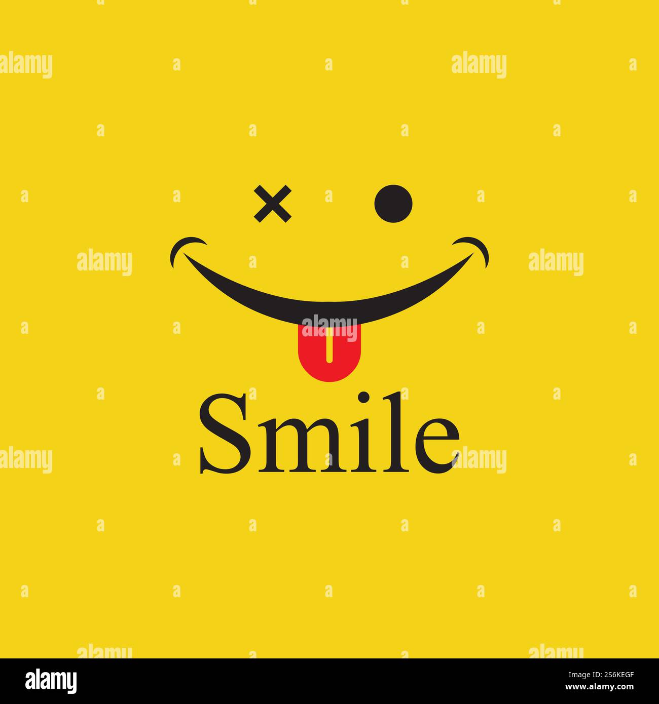 Logo Smile in vettore di sfondo giallo Illustrazione Vettoriale