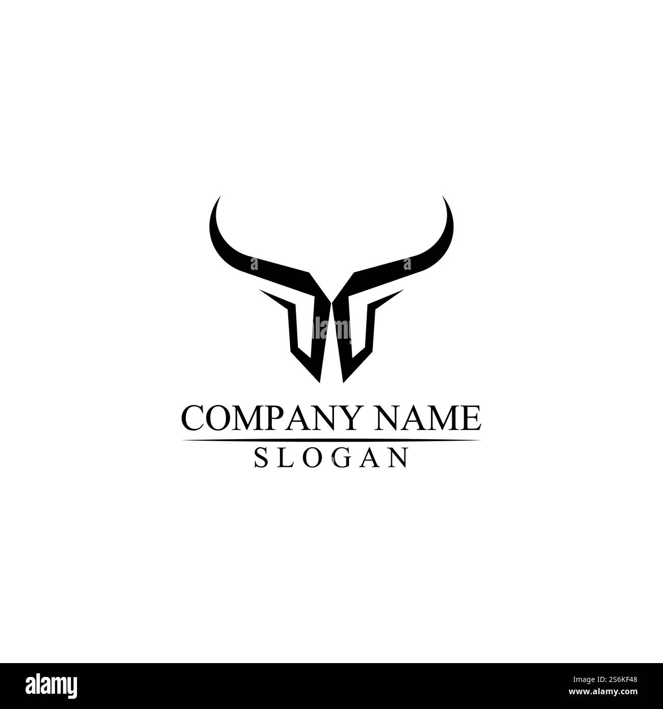 Icona del modello con il logo del corno e del bufalo e simboli dei mammiferi Illustrazione Vettoriale