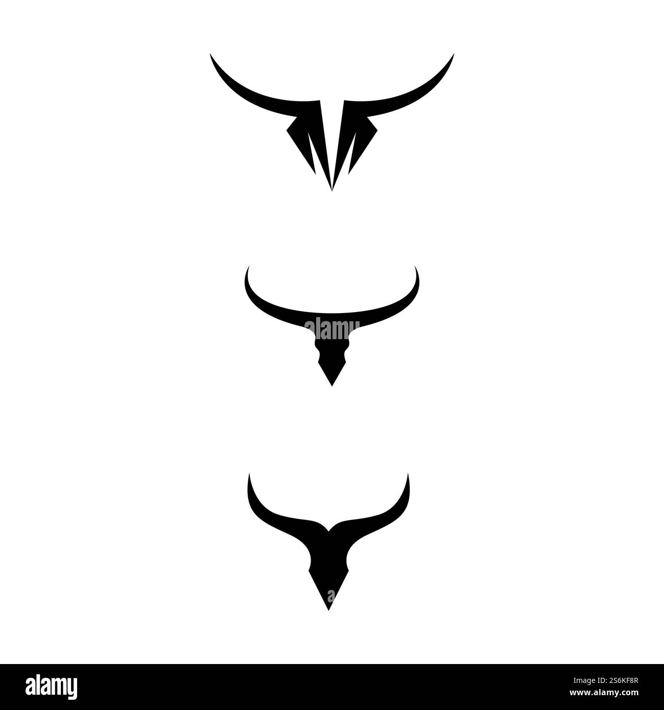 Icona del modello con il logo del corno e del bufalo e simboli dei mammiferi Illustrazione Vettoriale