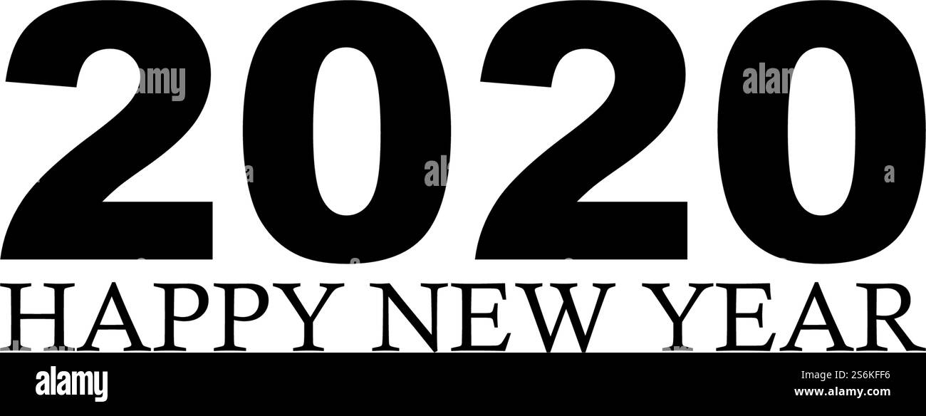 Felice anno nuovo 2020 modello di disegno del testo, illustrazione del vettore Illustrazione Vettoriale