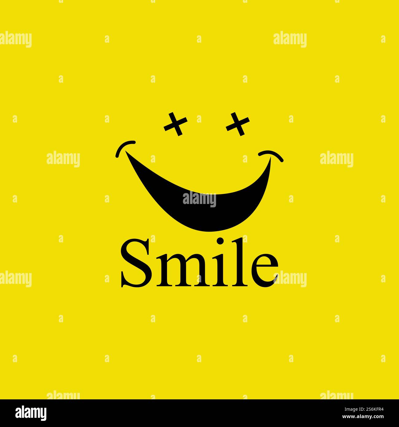 Logo Smile in vettore di sfondo giallo Illustrazione Vettoriale