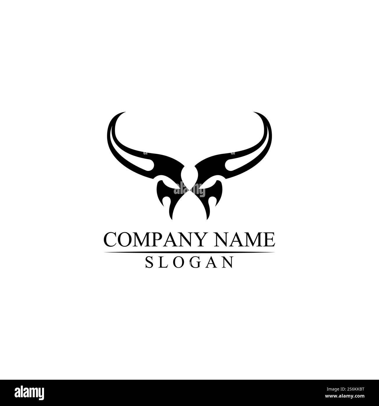 Icona del modello con il logo del corno e del bufalo e simboli dei mammiferi Illustrazione Vettoriale