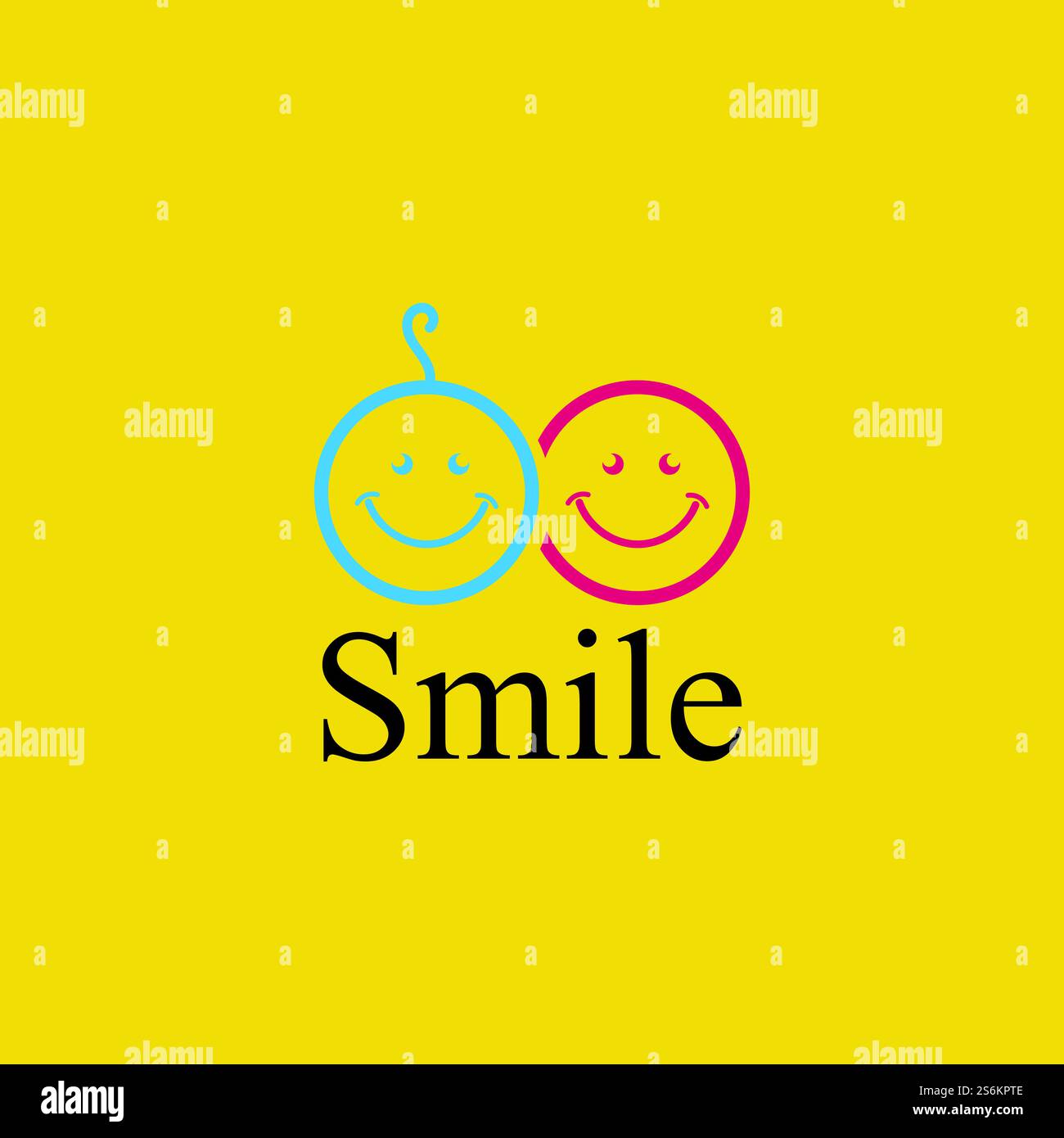 Logo Smile in vettore di sfondo giallo Illustrazione Vettoriale