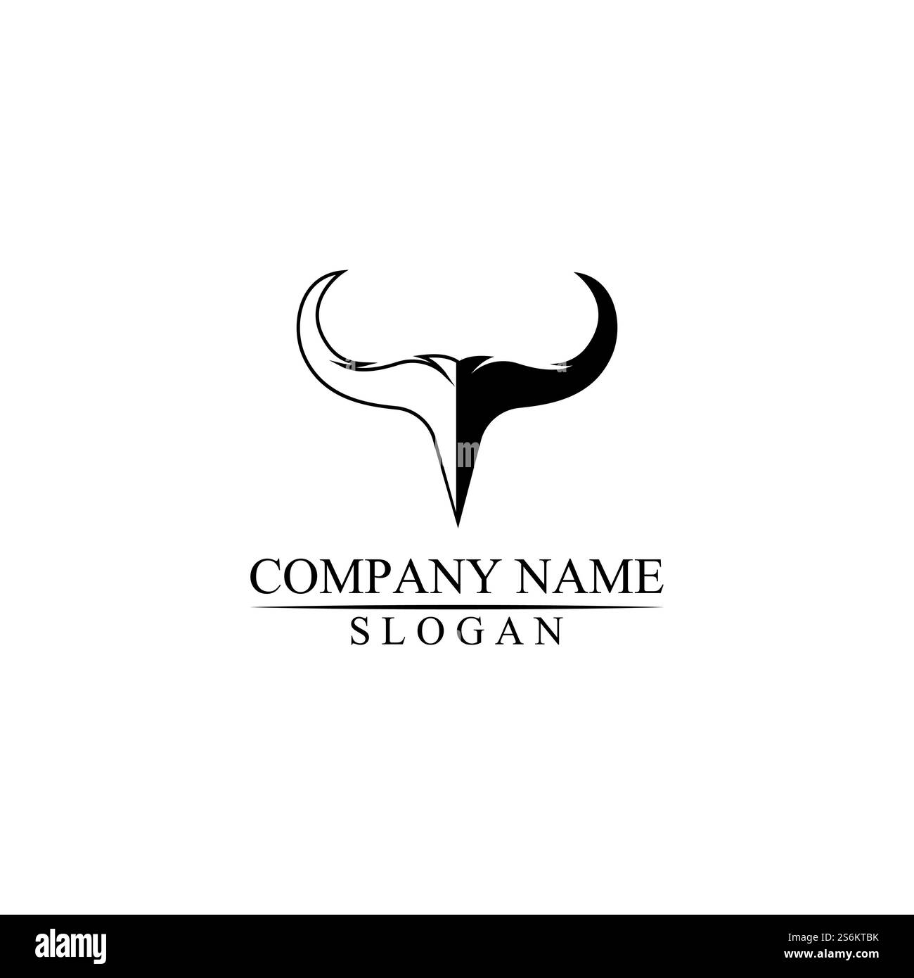 Icona del modello con il logo del corno e del bufalo e simboli dei mammiferi Illustrazione Vettoriale