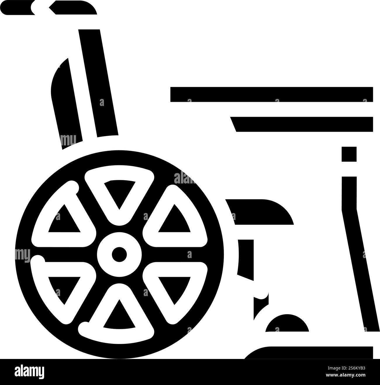 mobili per vettore icona glifo disabilitato. cartello mobili per disabili. illustrazione nera del simbolo del contorno isolato. illustrazione vettoriale icona glifo disattivata Illustrazione Vettoriale