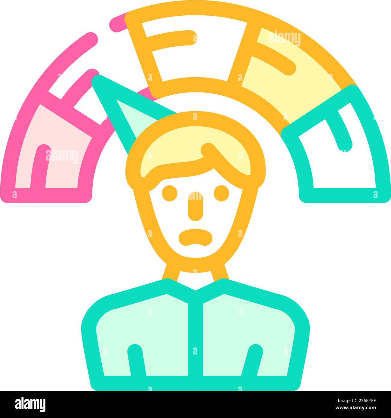 vettore icona colore livello dipendente negativo. segno di livello dipendente negativo. illustrazione del simbolo isolato. illustrazione vettoriale dell'icona a colori a livello dipendente negativo Illustrazione Vettoriale